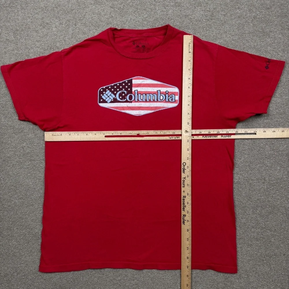 Columbia Mens Shirt Red Large Short Sleeve Outdoor Outdoor Adult Fishing Hiking - Picture 4 of 7